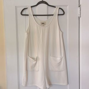 Madewell superbrushed pull-on romper in Lighthouse